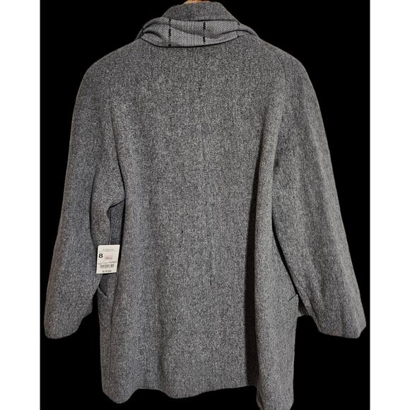 Vintage Cabin Creek Size 8P Grey Shell Wool Coat With Built In Scarf - Picture 2 of 4